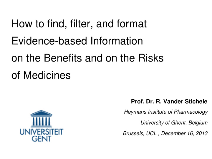 how to find filter and format evidence based information