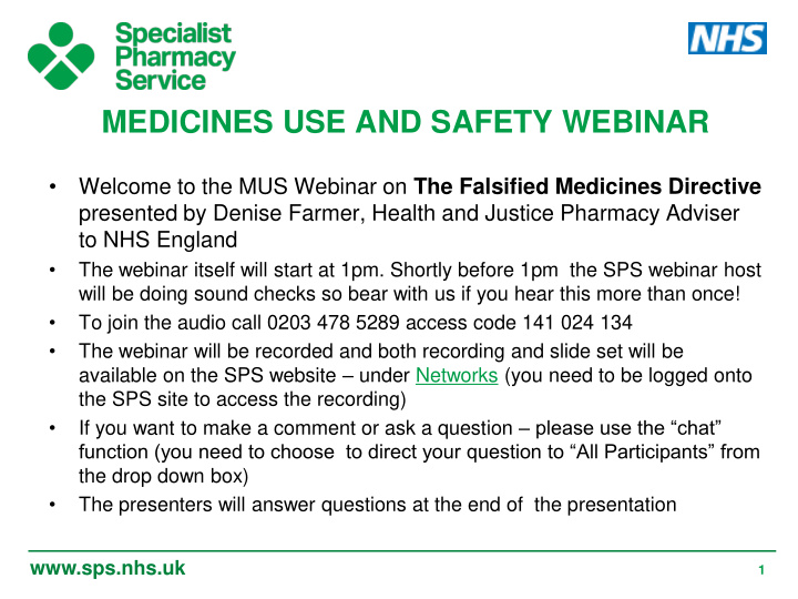 medicines use and safety webinar