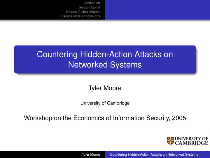countering hidden action attacks on networked systems