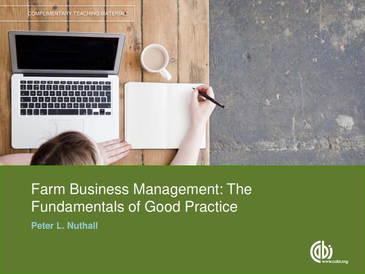 farm business management the fundamentals of good practice