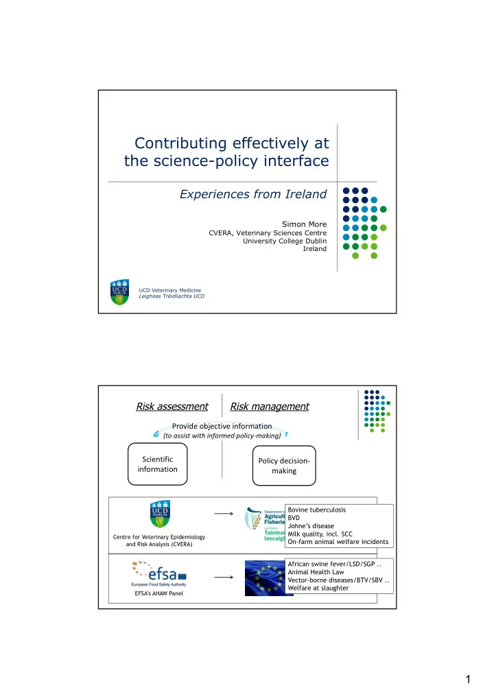 contributing effectively at the science policy interface