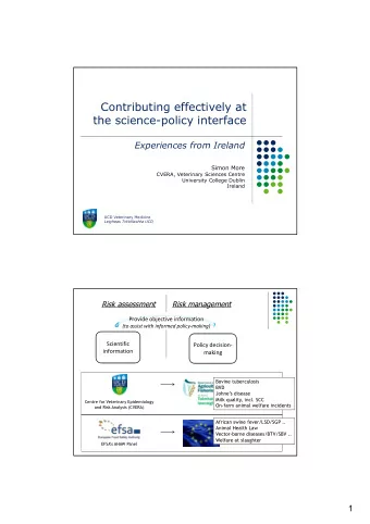 Contributing effectively at  the science-policy interface  Experiences from Ireland  Simon More