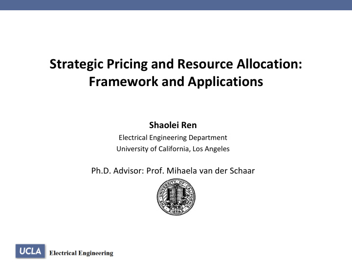 strategic pricing and resource allocation framework and