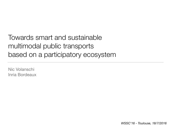 towards smart and sustainable multimodal public