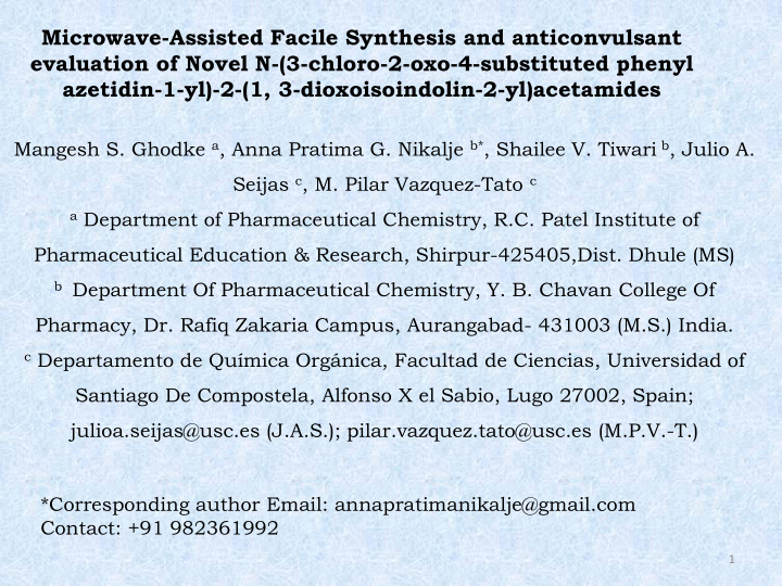 microwave assisted facile synthesis and anticonvulsant