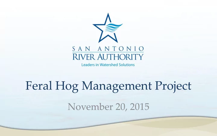 feral hog management project