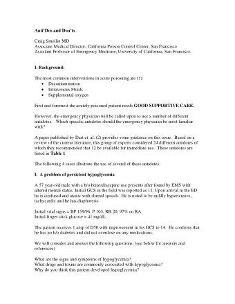 AntiDos and Donts  Craig Smollin MD  Associate Medical Director, California Poison Control
