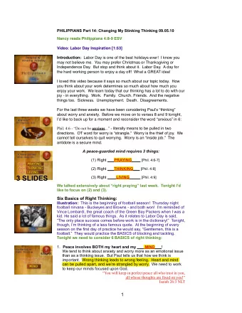 3 SLIDES (3) Right ____LIVING_____ [Phil. 4:9]  We talked extensively about right praying