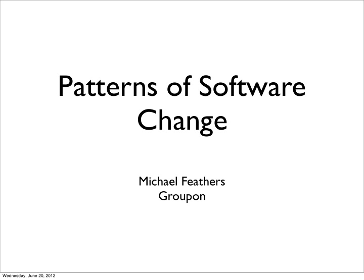 patterns of software change