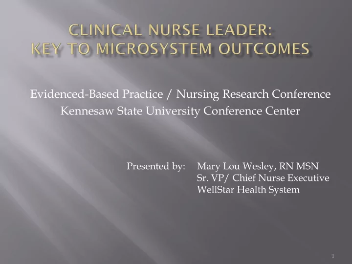 evidenced based practice nursing research conference