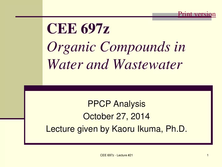 cee 697z organic compounds in water and wastewater