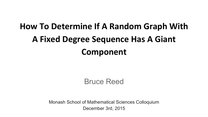 how to determine if a random graph with a fixed degree