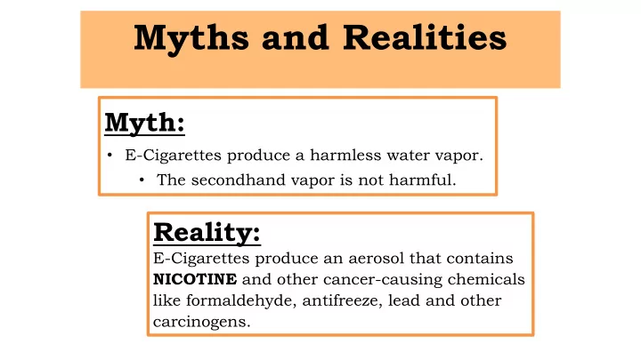 myths and realities