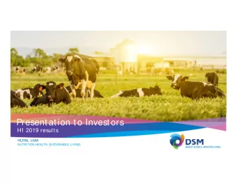 Presentation to Investors  H1 2019 results  ROY  AL DSM  NUTRITION HEALTH SUSTAINABLE LIVING  Quote