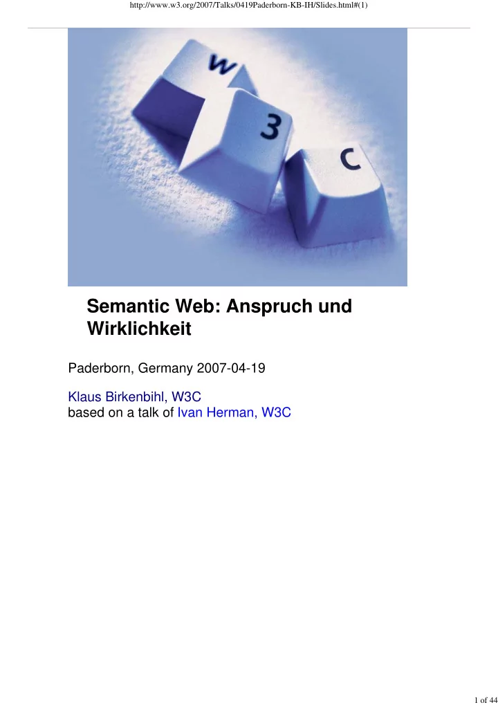 semantic web anspruch und wirklichkeit