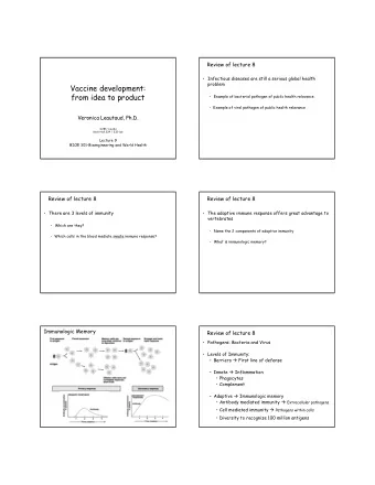 Vaccine development:  from idea to product   Example of bacterial pathogen of public health