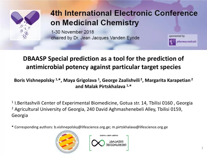 dbaasp special prediction as a tool for the prediction of