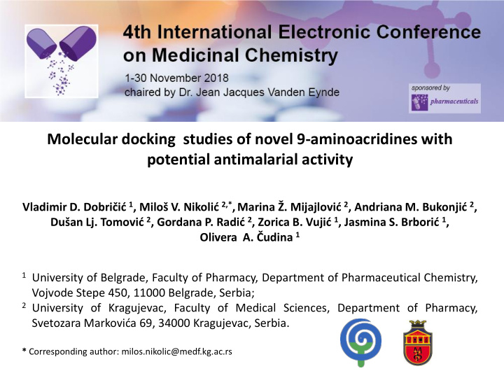 molecular docking studies of novel 9 aminoacridines with