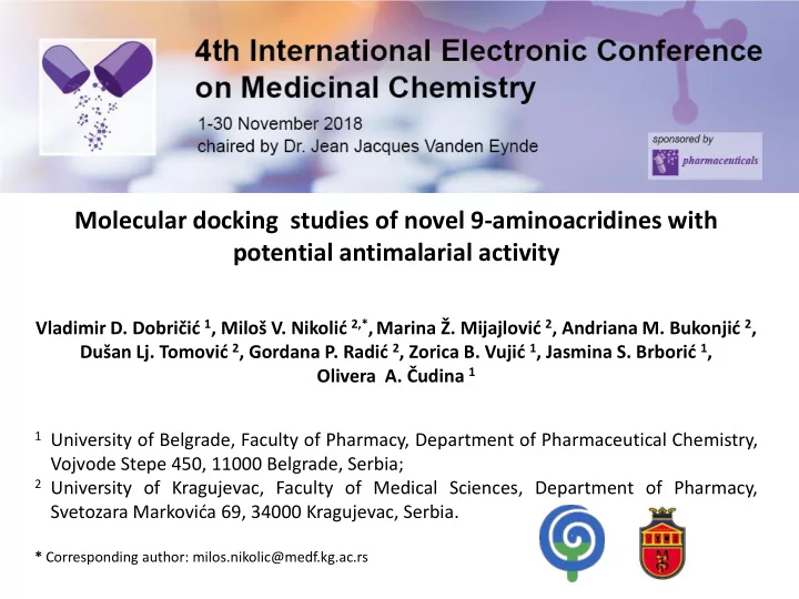 molecular docking studies of novel 9 aminoacridines with