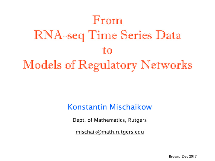 from rna seq time series data to models of regulatory