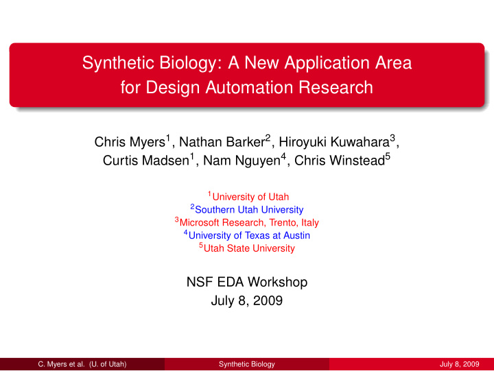 synthetic biology a new application area for design