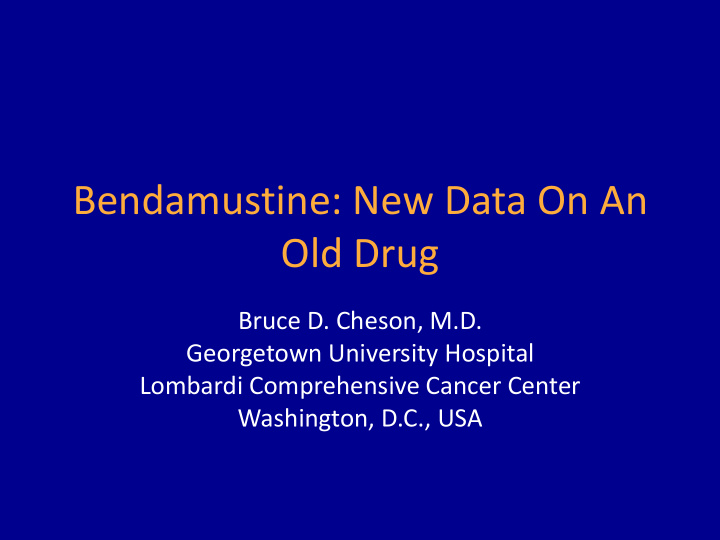 bendamustine new data on an