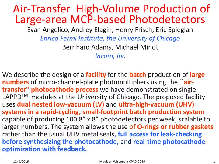 large area mcp based photodetectors