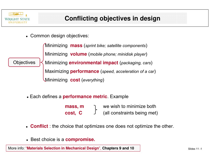 conflicting objectives in design