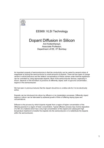 1  For VLSI applications where the dopant concentration and location have to be  controlled
