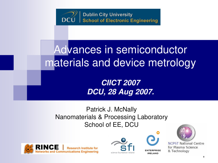 advances in semiconductor materials and device metrology