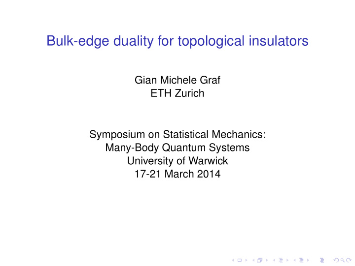 bulk edge duality for topological insulators