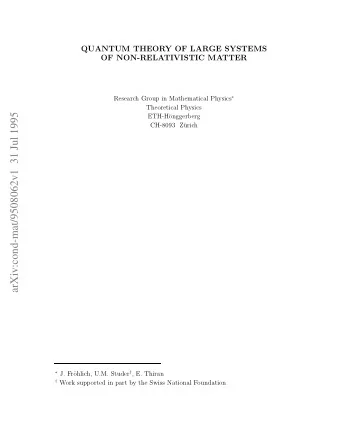 arXiv:cond-mat/9508062v1  31 Jul 1995  ETH-H  onggerberg  CH-8093 Z  urich  J. Fr ohlich,