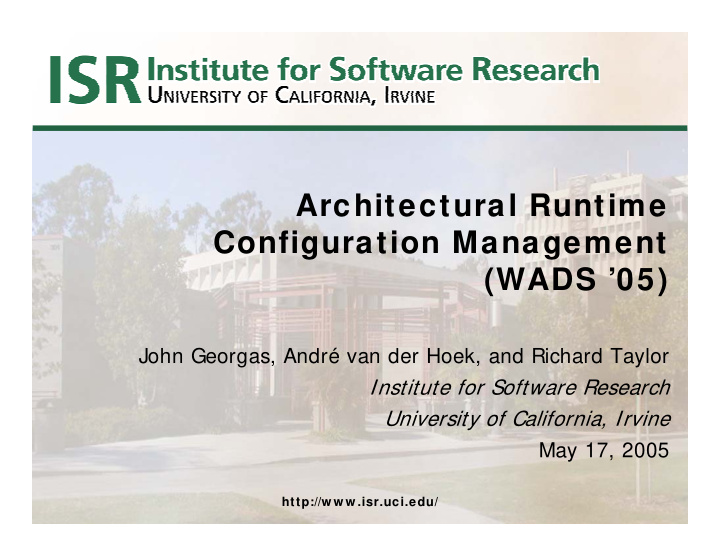 architectural runtime configuration management wads 05