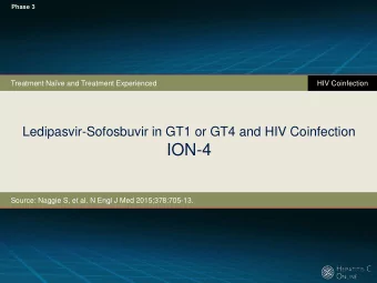 ION-4  Source: Naggie S, et al. N Engl J Med 2015;378:705-13.  Ledipasvir-Sofosbuvir in GT1 or GT4
