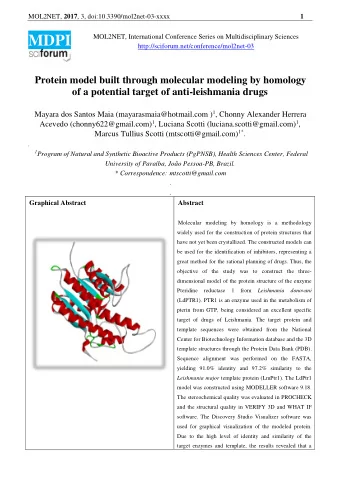 MOL2NET, 2017 , 3, doi:10.3390/mol2net-03-xxxx  2  good model was constructed. The Ramachandran