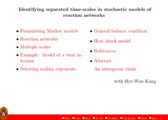 Identifying separated time-scales in stochastic models of  reaction networks  Formulating Markov