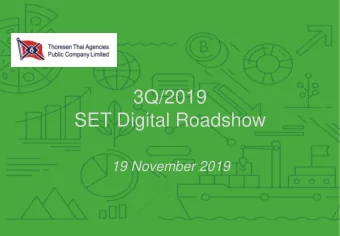 SET Digital Roadshow  19 November 2019  Thoresen Thai Agencies Public  Company Limited  DISCLAIMER