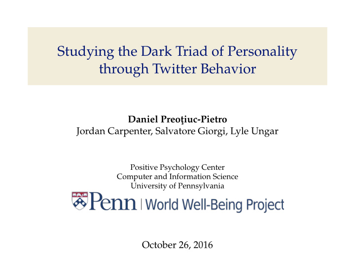 studying the dark triad of personality through twitter