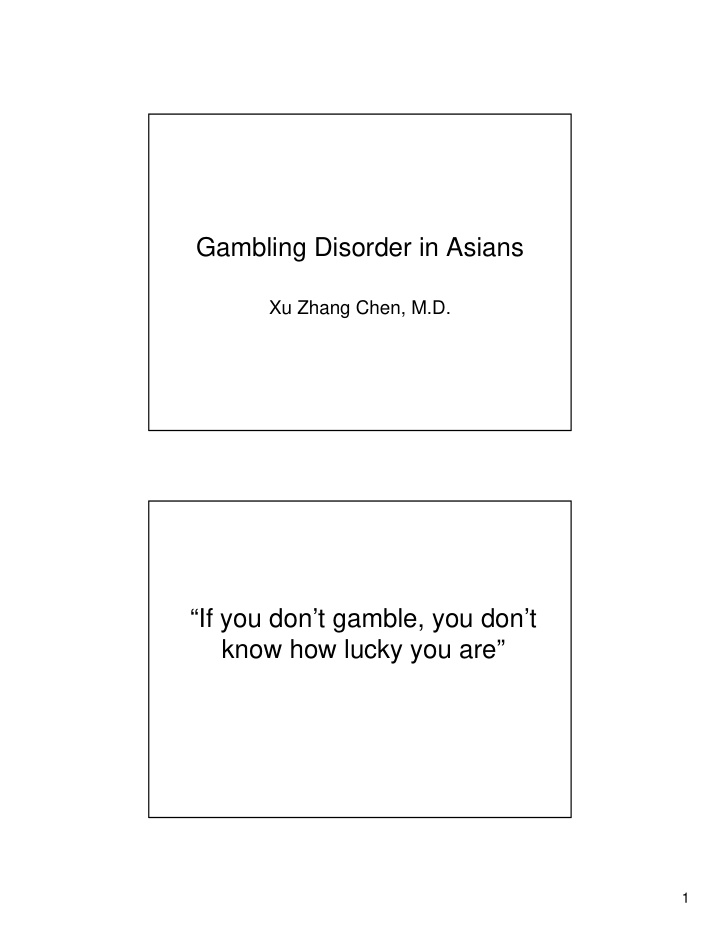 gambling disorder in asians