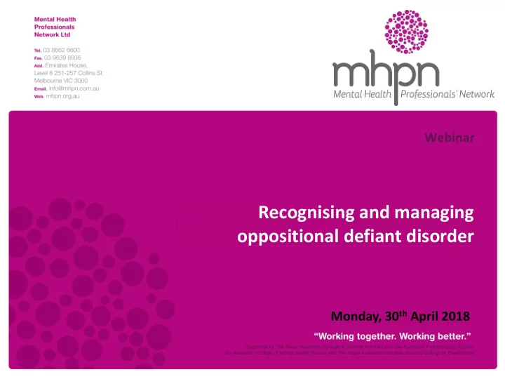 oppositional defiant disorder