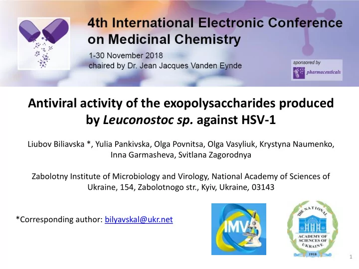 antiviral activity of the exopolysaccharides produced by