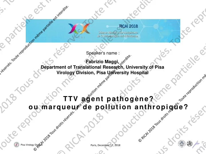 ttv agent pathog ne ou marqueur de pollution anthropique
