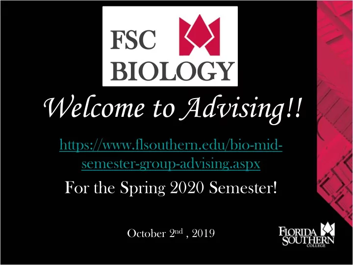 welcome to advising
