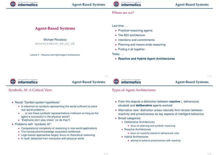 agent based systems