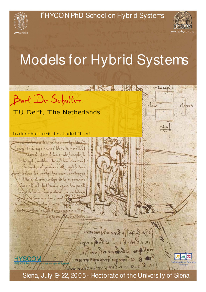 models for hybrid systems bart de schutter