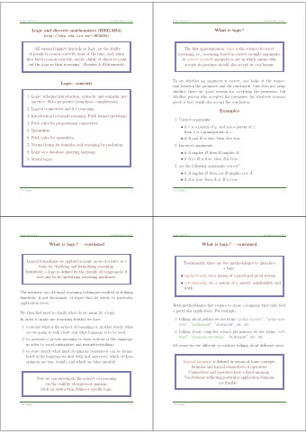 Logic and discrete mathematics (HKGAB4)  What is logic? http://www.ida.liu.se/  HKGAB4/  All