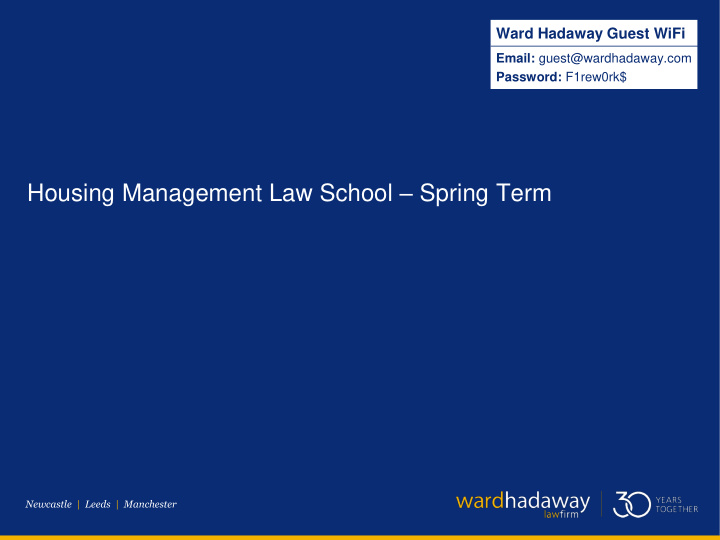 housing management law school spring term