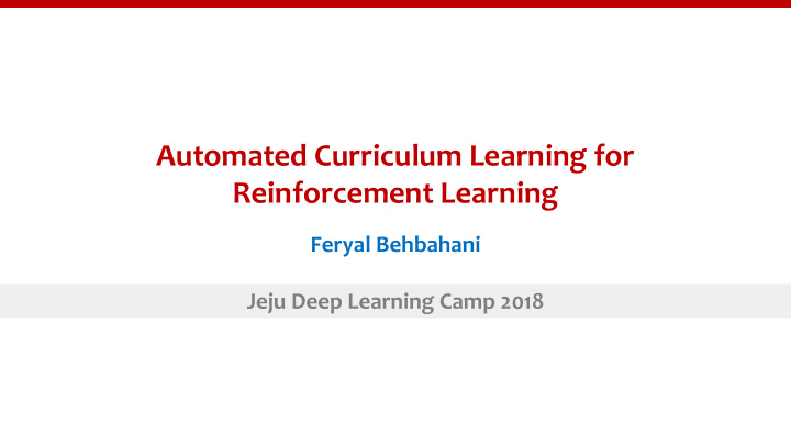 automated curriculum learning for reinforcement learning