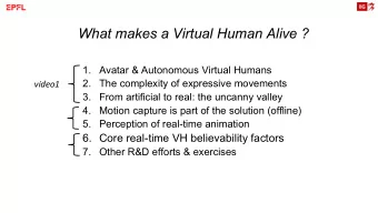 What makes a Virtual Human Alive ?  1. Avatar &amp; Autonomous Virtual Humans  2. The complexity of