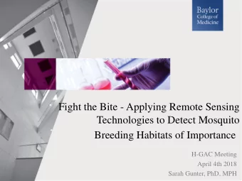 Fight the Bite - Applying Remote Sensing  Technologies to Detect Mosquito  Breeding Habitats of